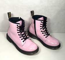 Dr. Martens Girls Boots 1460J Zip Lace Up Size US 4 M Light Pink Patent Leather