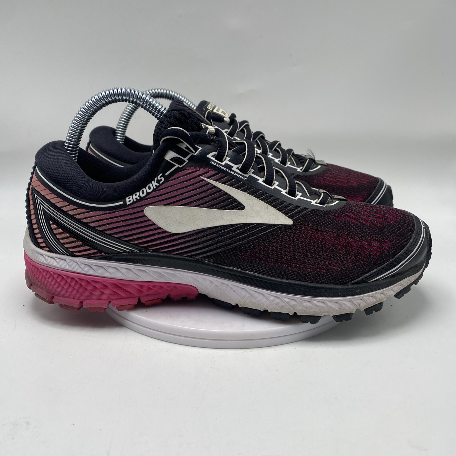 Brooks Ghost 10 Women Size 8.5 Black Pink Athletic Running Shoes 3686