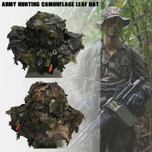 Camouflage Hat Camo Sun Cap 3D Leaves for Fishing Hunting Sunshade Army - Picture 6 of 8