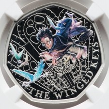 2024 Harry Potter The Winged Keys, Great Britain SILVER Colorized Coin, NGC PF70