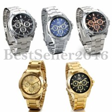 Men's Fashion Luxury Watch Stainless Steel Band Sport Analog Quartz Wristwatches