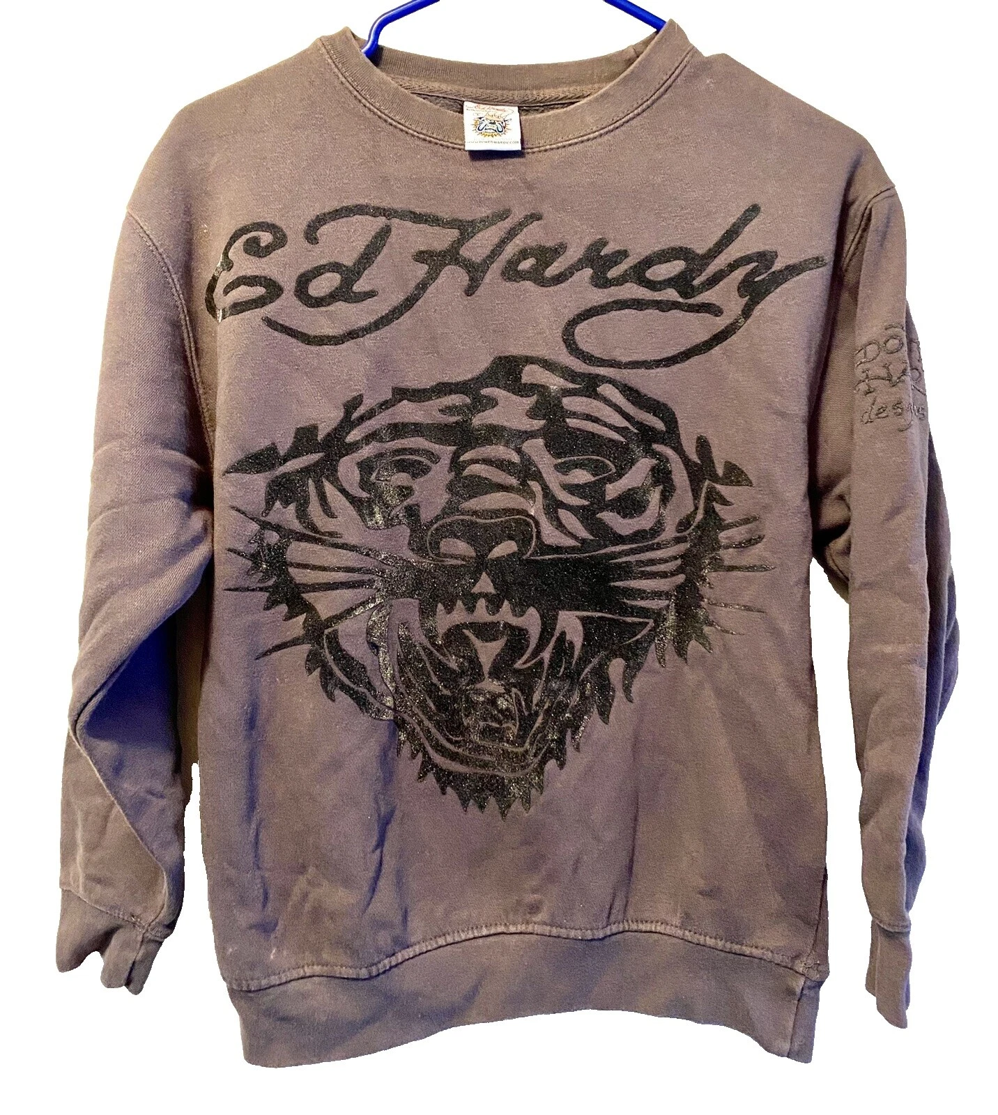 Ed Hardy 棉棕色帽衫和运动衫男士