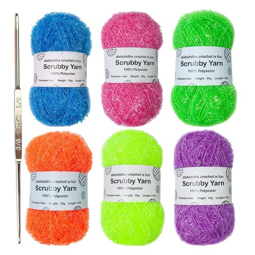 6X Scrubby Shine Yarn Assorted Colors Scrubby Exquisite Crocheting Weaving Yarn - Picture 15 of 17