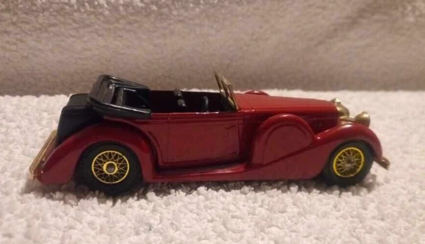 Vintage Die Cast Matchbox Modelo Antaño 1938 Lagonda Drophead Cupé Oro Rojo Foto 2 de 4