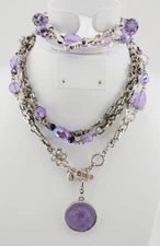 Kirks Folly Blue Crystal Love Never Dies Necklace, Bracelet, & Pendant Charm Set