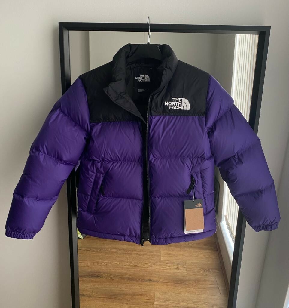 Original The North Face 700 Nuptse 1996 Retro Daunen Schwarz Lila