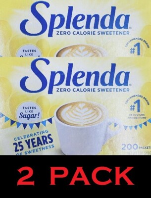 2x SPLENDA Zero Calorie Sweetener 200 Count Packets 7 oz Box - 2 PACK