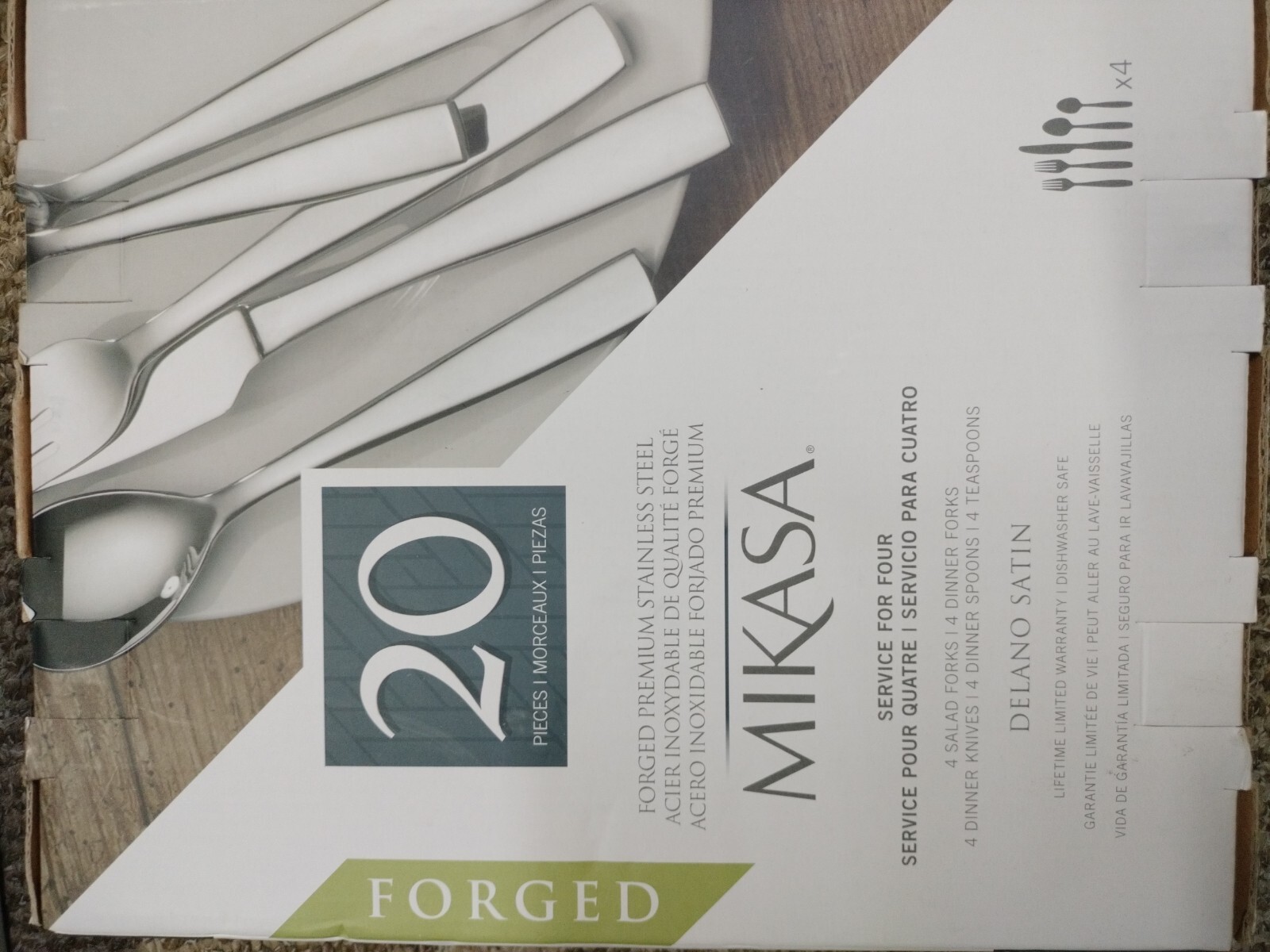 Mikasa Kelby Stainless Steel Flatware, 20Piece Set, Service for 4