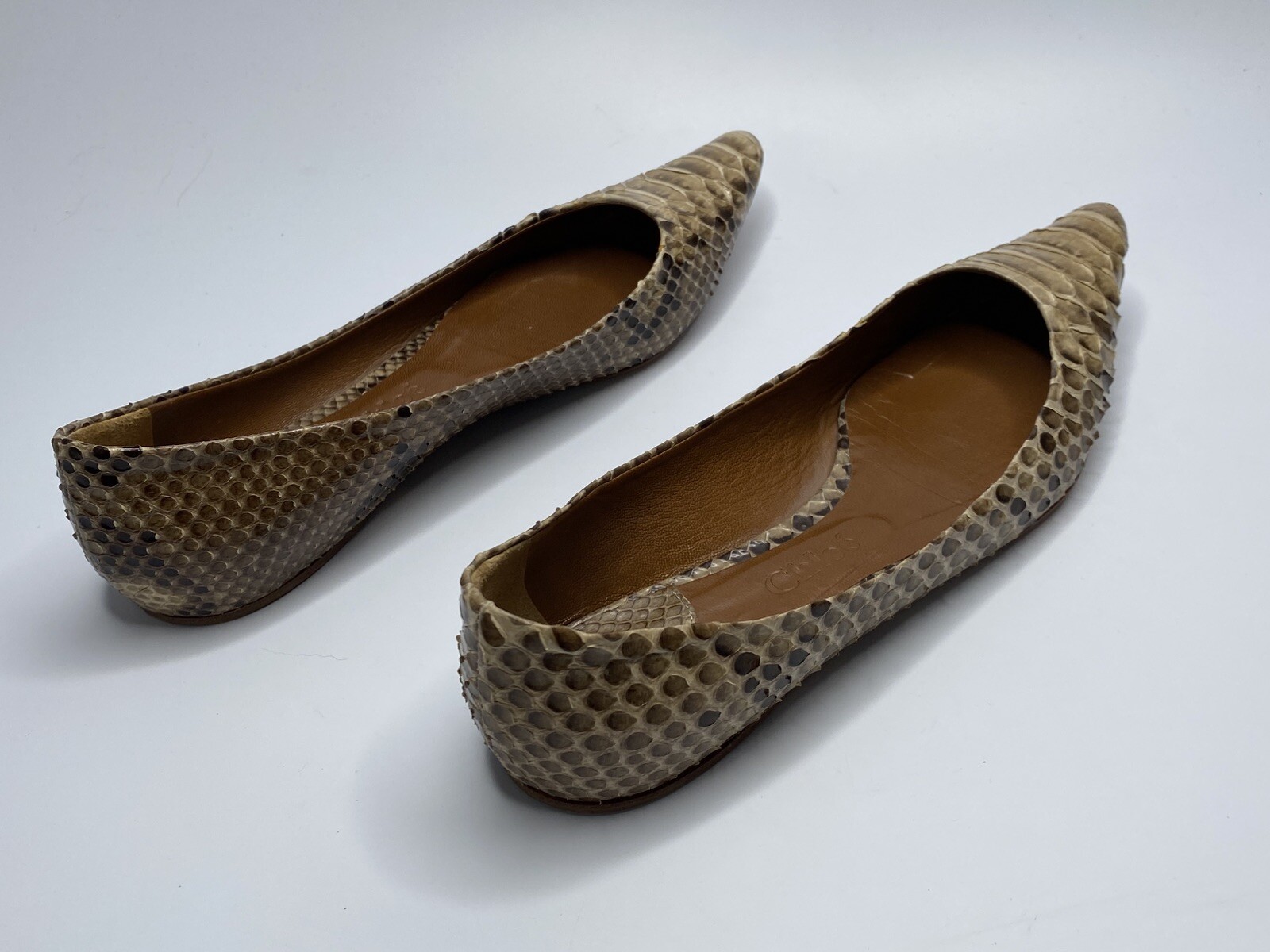 Chloe Marcie Python Beige Brown Ballet Pointed Fl… - image 10