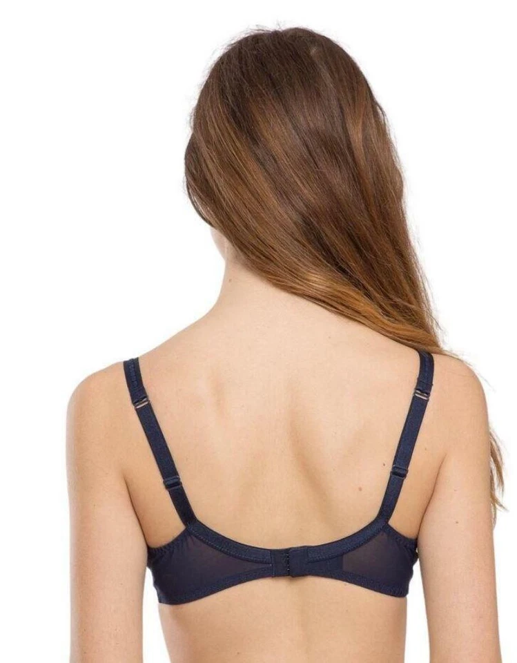 Sujetador de copa completa de bambú Maison Lejaby 278240 sujetadores de lujo con aros, azul oscuro, 90D Foto 2 de 2