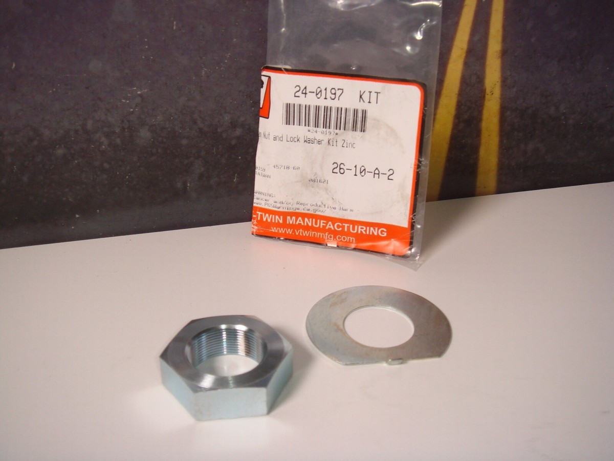 Harley Fork Zinc Stem Nut FL FXST FLST Lock Washer Kit FX FL V