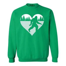 shop4ever Bigfoot Heart Love Sasquatch Crewnecks Valentine Sweatshirts