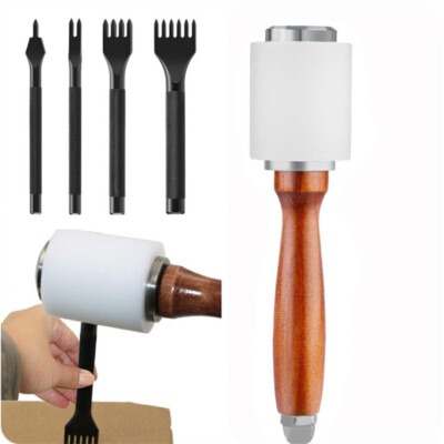 Leather Lacing Stitching Punch Tool Leather Hole Tool Chisel 1/2/4/6 With Hammer