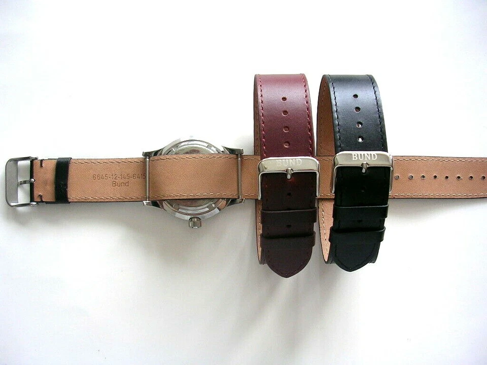 10mm NATO g10 1pc Flieger Aviator Pilot Bund leather watch band strap IW SUISSE - Image 3 of 4