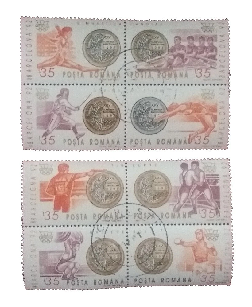 Bloques de estampillas rumana usado