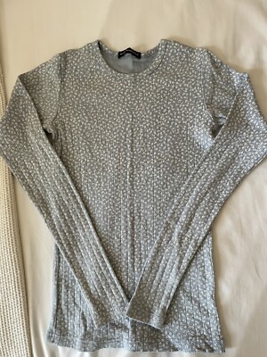 NWOT BRANDY MELVILLE BLUE WHITE FLOWERS TOP MADE IN ITALY 