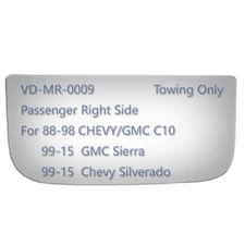 Lower Towing Mirror Glass for 99-15 Chevy Silverado GMC Sierra Passenger Side RH