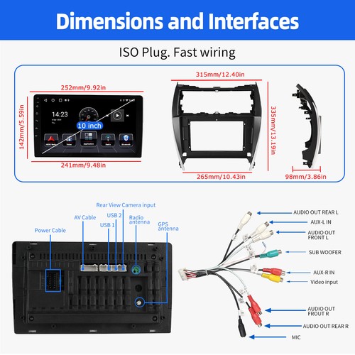 10.1" 4+64GB For 2012-2014 Toyota Camry Car Stereo Radio Android 14 Carplay GPS - Picture 14 of 15