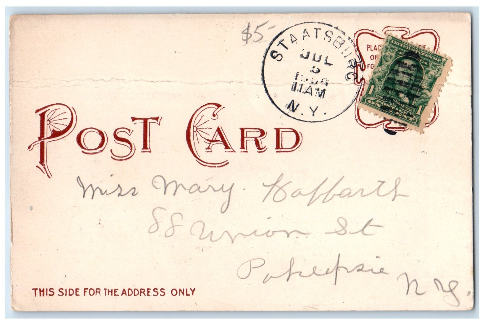 c1905 Staatsburg Hotel Scene Street Staatsburg New York NY Antique