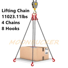 4leg x 8mm x 2.5mts Lifting Chain SWL 5 Ton Chain Sling W/ 8 Hooks & Safety Clip