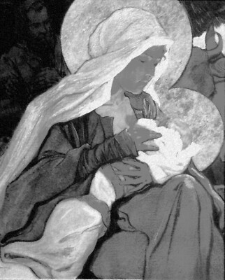 Catholic print picture - MADONNA & CHILD 3 B - CHARCOAL & CHALK EFFECT 8'' x 10'' 
