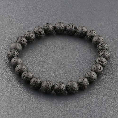 Minimalist Power Yoga Mala Bracelets Black Lava Stone Matte Onyx Gift Men Women - Picture 8 of 17