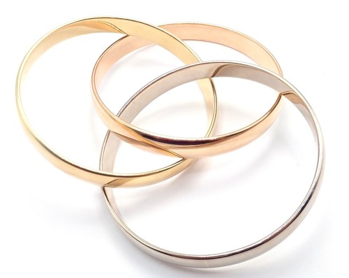 Authentic! Cartier 18k Tricolor Gold 101.5 Grams Rolling Trinity Bangle Bracelet - Picture 9 of 11