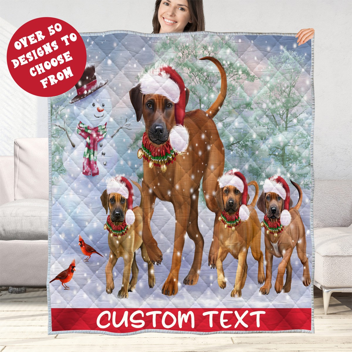 Rhodesian Ridgeback Quilt Dog Bedding Personalized Christmas Gift