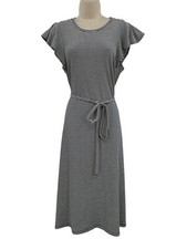 Gap Flutter Apron Midi Dress Navy Stripe Preppy Classiccore Knit Tie Medium