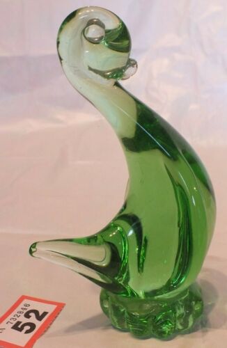 Vintage Art Glass Large Duck Figurine Paperweight Green - LOT RAA52 - Zdjęcie 1 z 7