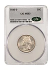 1935-D CACG MS63 Washington Quarter PQ White!