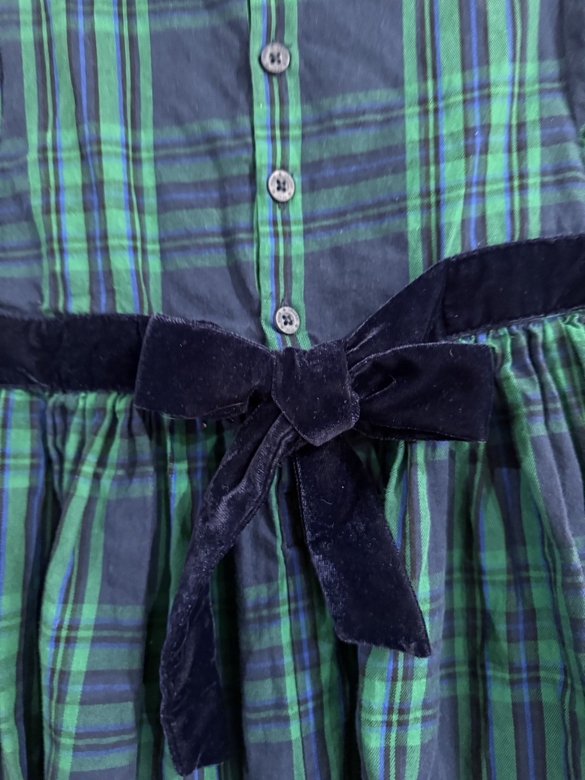 JoJo Maman Bebe Navy & Green Plaid Party Dress, Toddler Size 5-6 Yrs Holiday