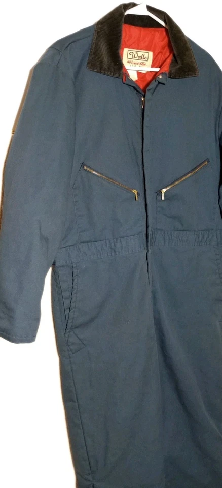 Vintage Walls Blizzard Pruf Insulated Coveralls XL Blue ZipLeg Heavyweight USA - Image 2 of 4