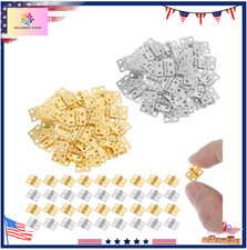 100PCS Mini Brass Hinges 10x8mm w/ 400 Screws Craft Hardware Set