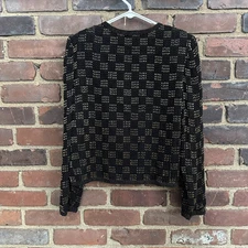 Vtg MARK & JOHN BY GOPAL Beaded Black Silk Jacket -small -Cheapchicplus
