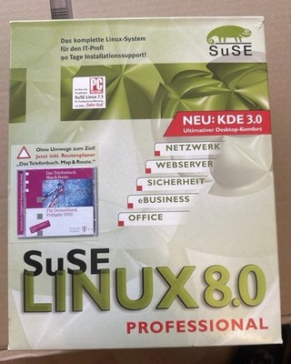 SuSE Linux 8.0 Professional Box komplett + zusätzliche 8.2 CDs Retro