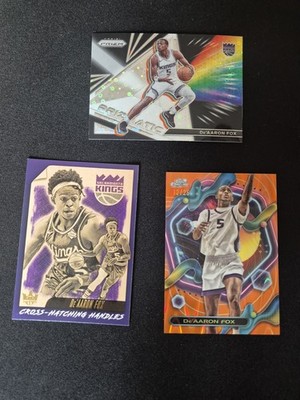 De'Aaron Fox Lot, Prizmatic Disco, Topps Chrome Orange /25, Court Kings Insert