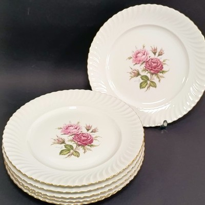 Kaiser Moosrose Goldrand  6 Teller flach  Ø 24,5 cm