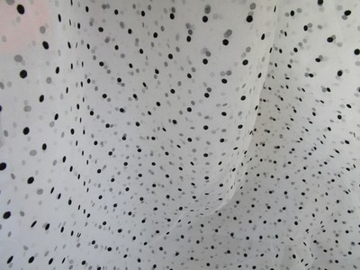 Vintage Swiss Dot Flocked SHEER FABRIC, BLACK Polka Dot, 3 1/2 YDS, RARE