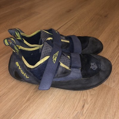 EVOLV Defy Rock Hiking Climbing Shoes Size 13.5 Mens Womens 14.5 Blue Yellow