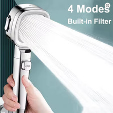 High Pressure Handheld Shower Head 4 Modes w/ Stop Button Filter Massage Spa