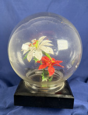 Vtg. Bowl O' Beauty Screw on Glass Dome Ball Terrarium Globe Cloche Plastic Base
