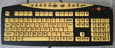 AbleNet Keys U See Large Print Multimedia USB Keyboard Wired QWERTY YKB-LP-YUSBP