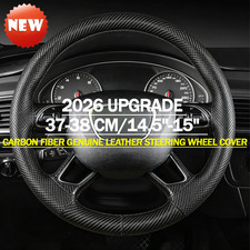 Hand-stitched Diy Steering Wheel Cover 14.5-15 Carbon Fiber Look For Lincoln