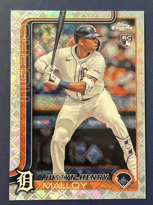JUSTYN-HENRY MALLOY 2025 TOPPS CHROME LOGOFRACTOR ROOKIE TIGERS RC