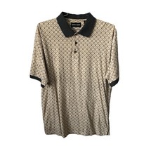 Pierre Cardin Beige Diamond Short Sleeve Polo Shirt Mens Size L 100 Cotton