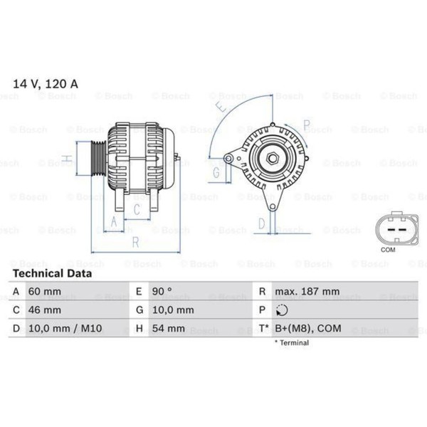 Bosch Generator Lichtmaschine 170A 14V FüR Bmw 5Er E60 7Er E65 E66 E67-image