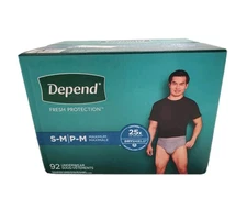 Depend DryShield Incontinence Underwear for Men, Maximum Absorbency S-M 92 COUNT