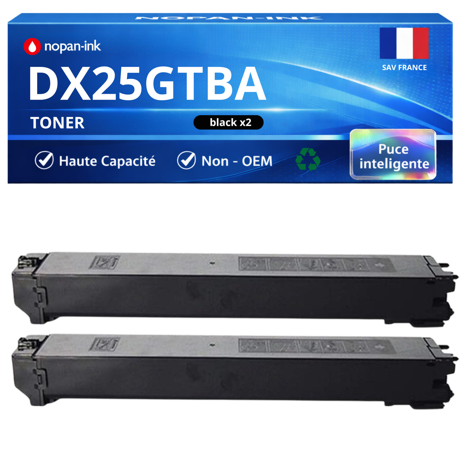 Toner DX-25GTBA noir compatible Sharp pour grands volumes de documents administratifs