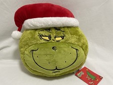 Grinch Mean Green Pillow Plush 14 Inch Dr Seuss Christmas Bedding NEW with Tags